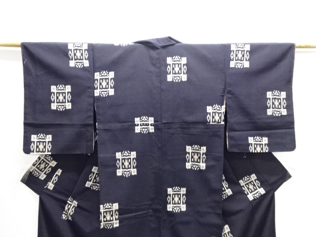  大正ロマン　幾何学模様織り出しお召着物